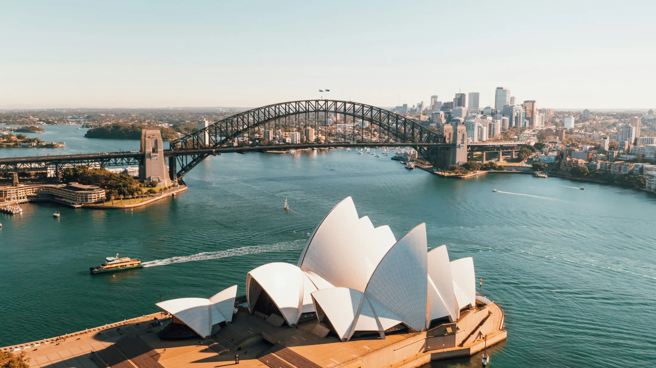 Sydney Harbour Bridge and the Opera House from above